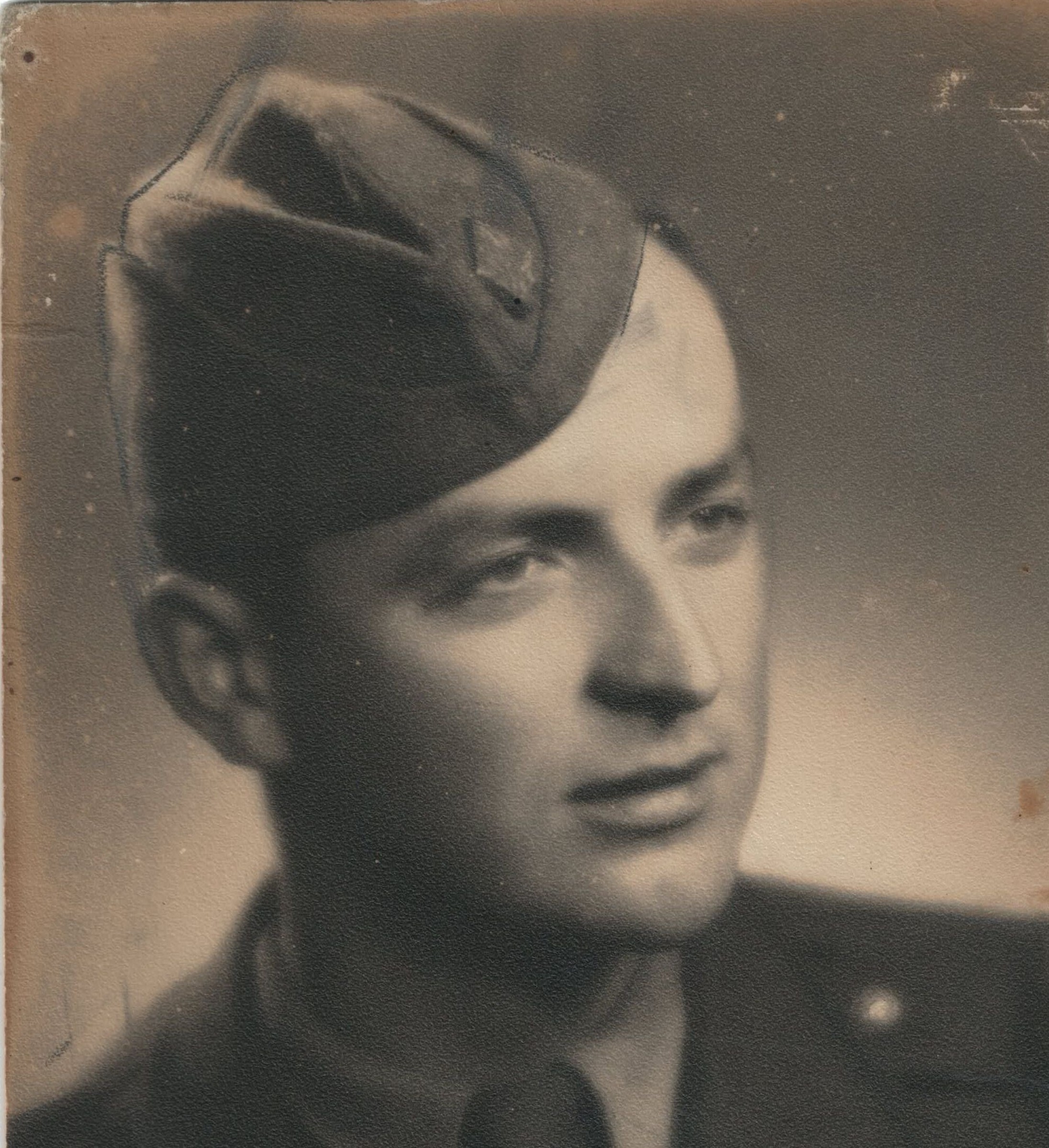 Jan serving in the army, portrait, Opava/Krnov, 1948