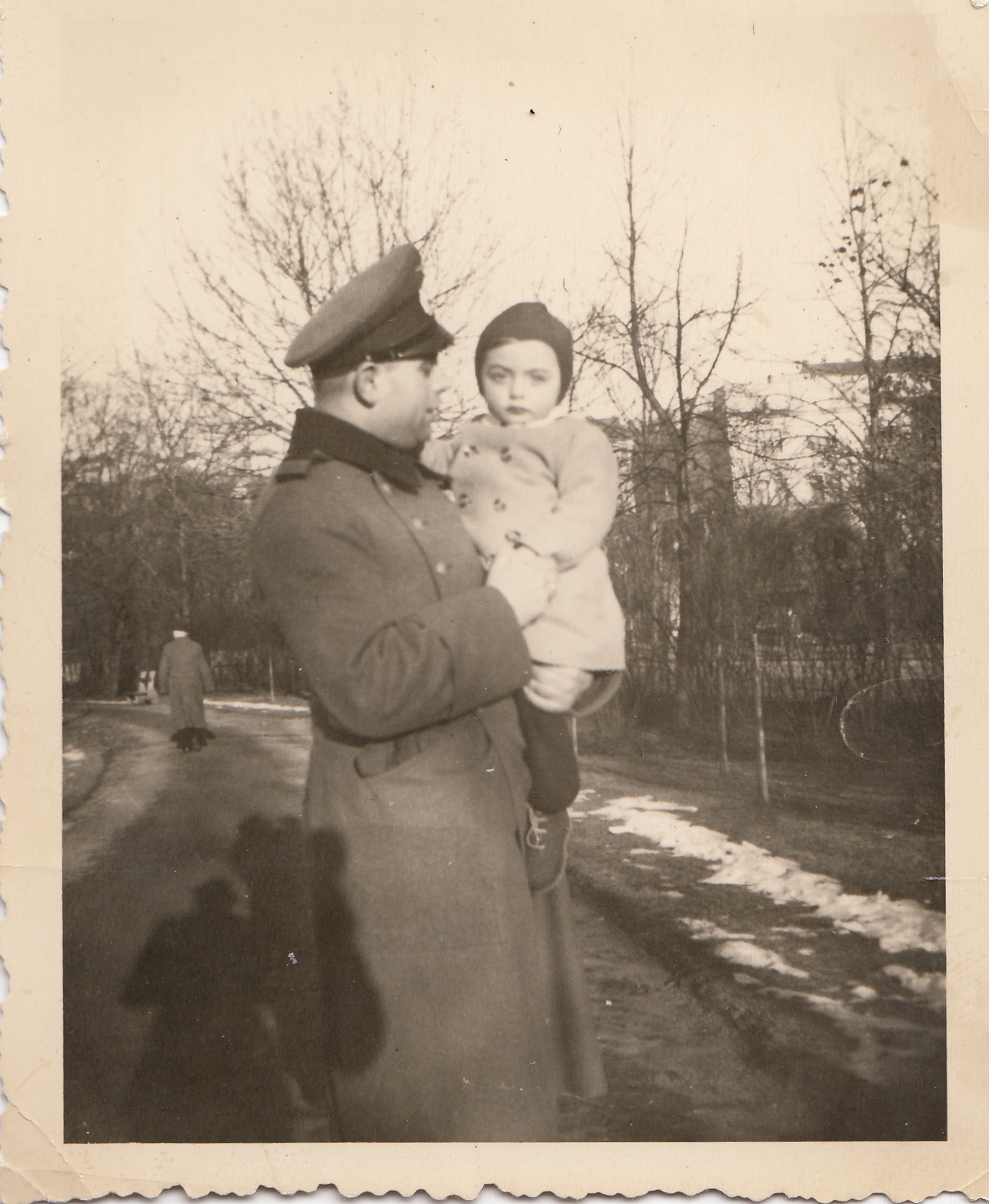 The witness's father on leave during the war, from the year 1943. Little Karel Walter can be seen on the photograph with his father 