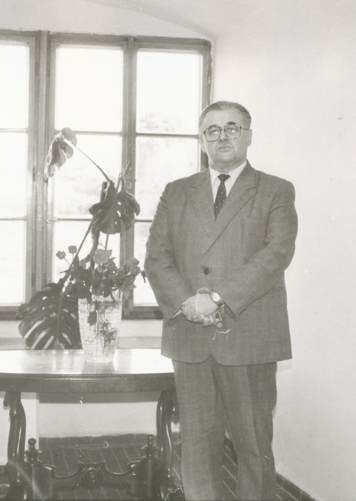 Během uvádění výstavy "Mladoboleslavsko v roce 1945", snímek z roku 1990