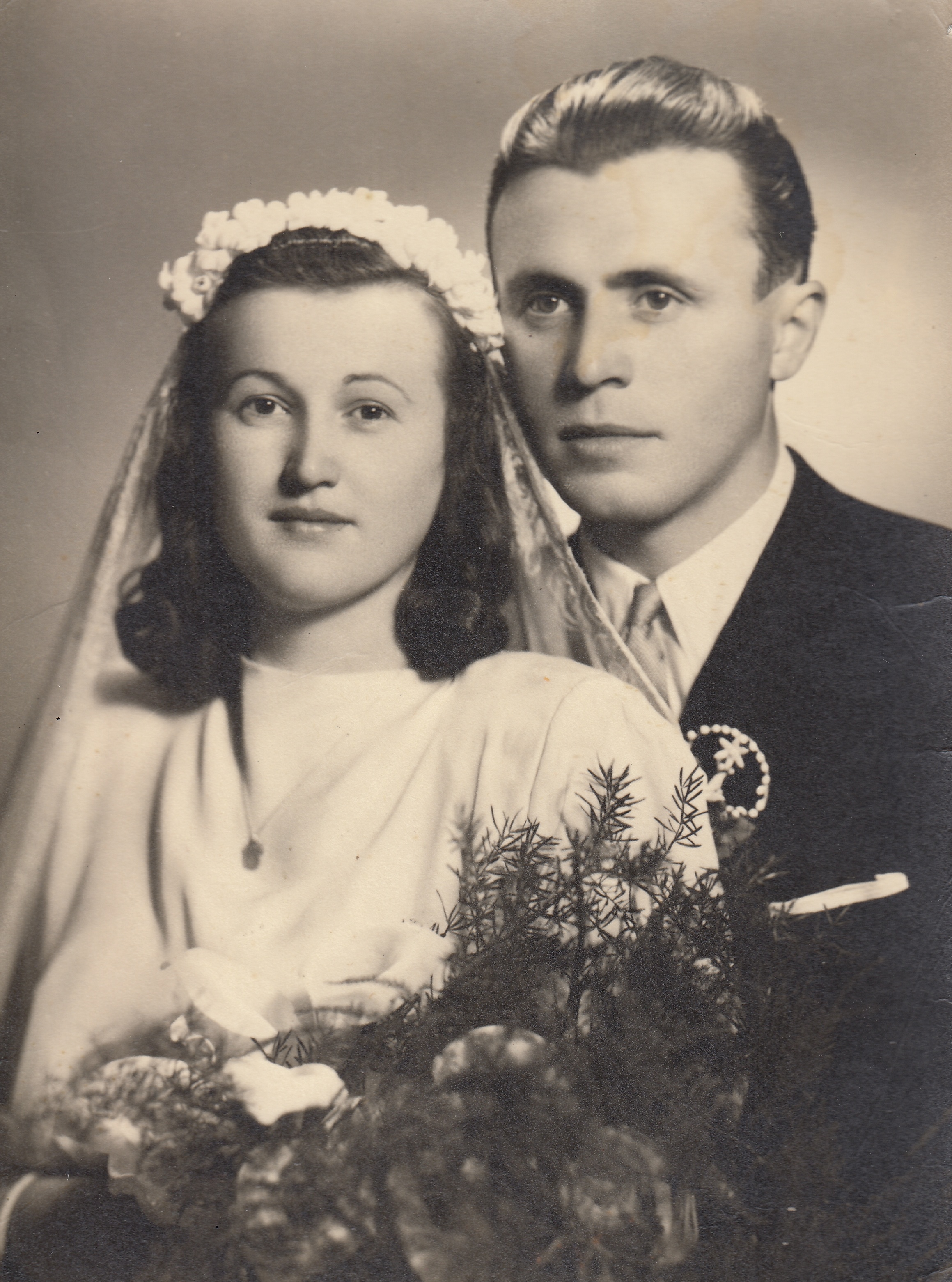 Anna Hejdová s manželem, svatební foto, 1949