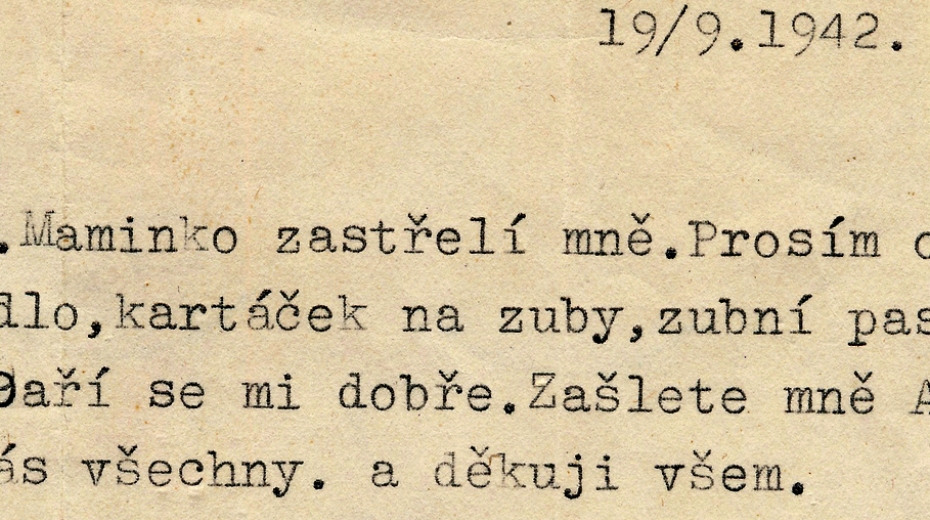 Dopis Anny Malinové rodině. Zdroj: Archiv pamětnice