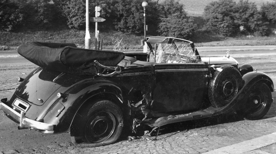 Mercedes, ve kterém jel Reinhard Heydrich. Zdroj: Archiv Jaroslava Čvančary