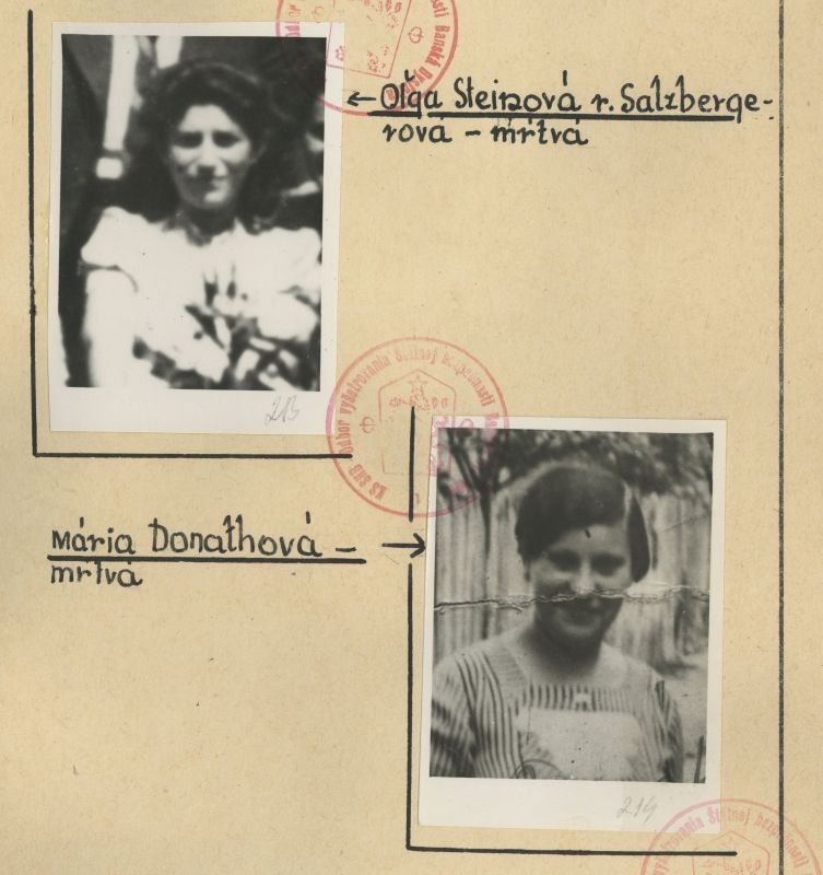 Dvě z obětí masakru pod červenou horou: Olga Steinová a Mária Donáthová. Zdroj: Ústav pamäti národa