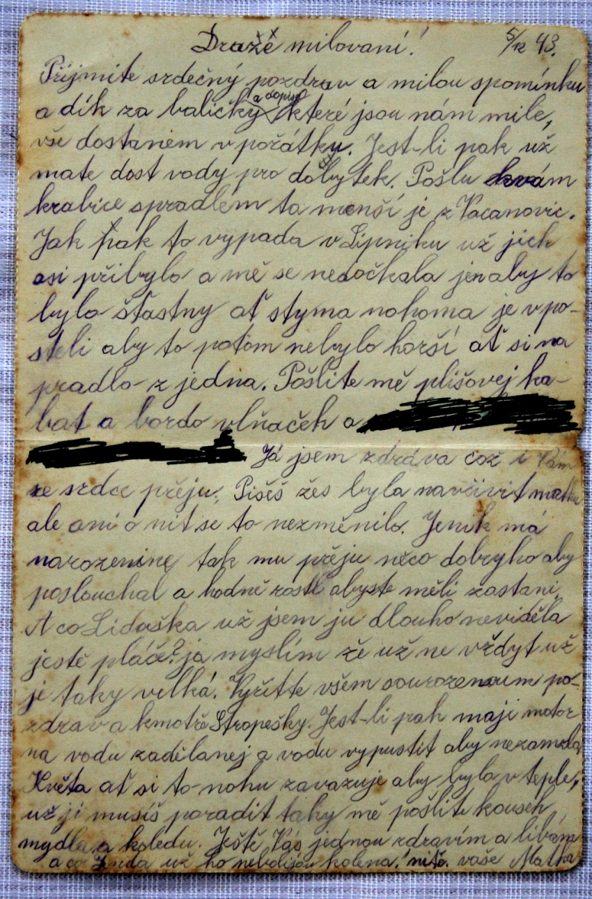 Dopis od maminky z koncentračního tábora