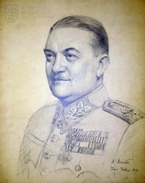 Alois Eliáš v roce 1937. Tužková kresba malíře Rudolfa Brachtla (1892–1981).Zdroj: sbírka VHÚ