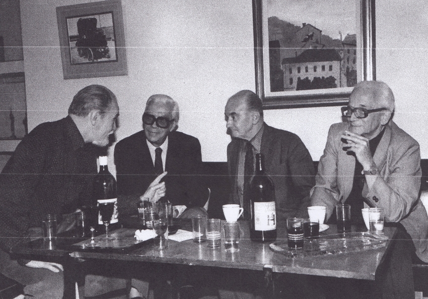 Kamil Lhoták s přáteli, zcela vpravo Adolf Branald