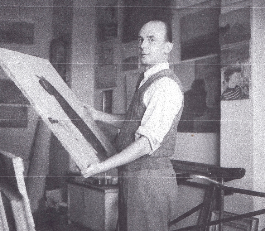 Kamil Lhoták v 50. letech ve svém ateliéru