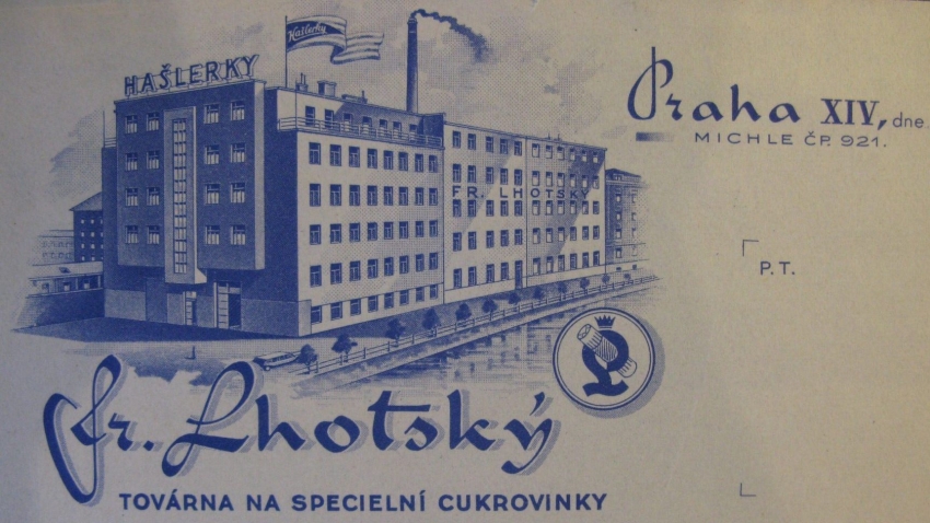 Továrna rodiny Lhotských na hlavičkovém papíru firmy. Zdroj: archiv Františka Lhotského