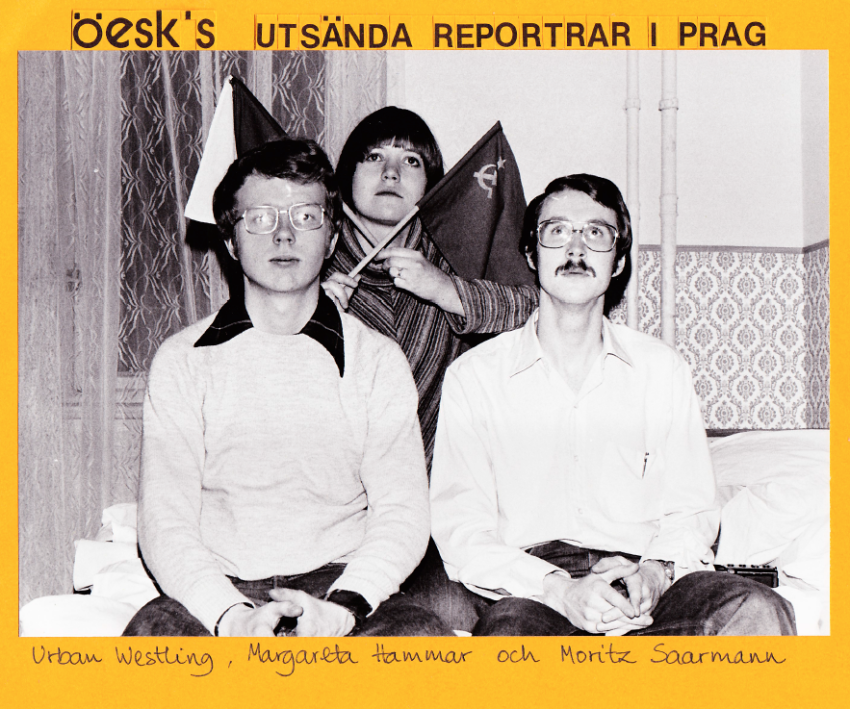 Urban Westling se svými kolegy Margaretou Hammar a Moritzem Saarmannem v Praze před setkáním s představiteli Charty 77, únor 1979. Zdroj: archiv Urbana Westlinga
