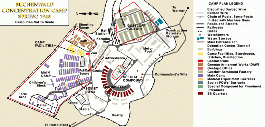Plán koncentračního tábora Buchenwald. Zdroj: Muzeum holocaustu ve Washingtonu, D.C.