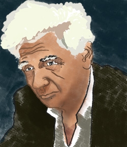 Filozof Jacques Derrida na kresbě Pabla Secca. Zdroj: Wikimedia Commons CC BY 3.0