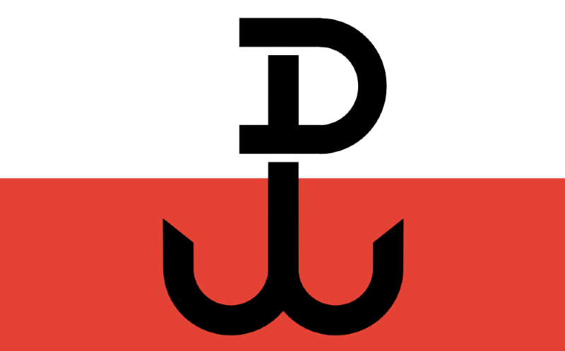 Vlajka Zemské armády se symbolem kotvy představující písmena PW ve zkratce Polska Walcząca (Bojující Polsko). Po válce komunistický režim symbol protinacistického odboje zakázal, v 70. letech se stala tzv. kotwica znakem protikomunistického odboje.