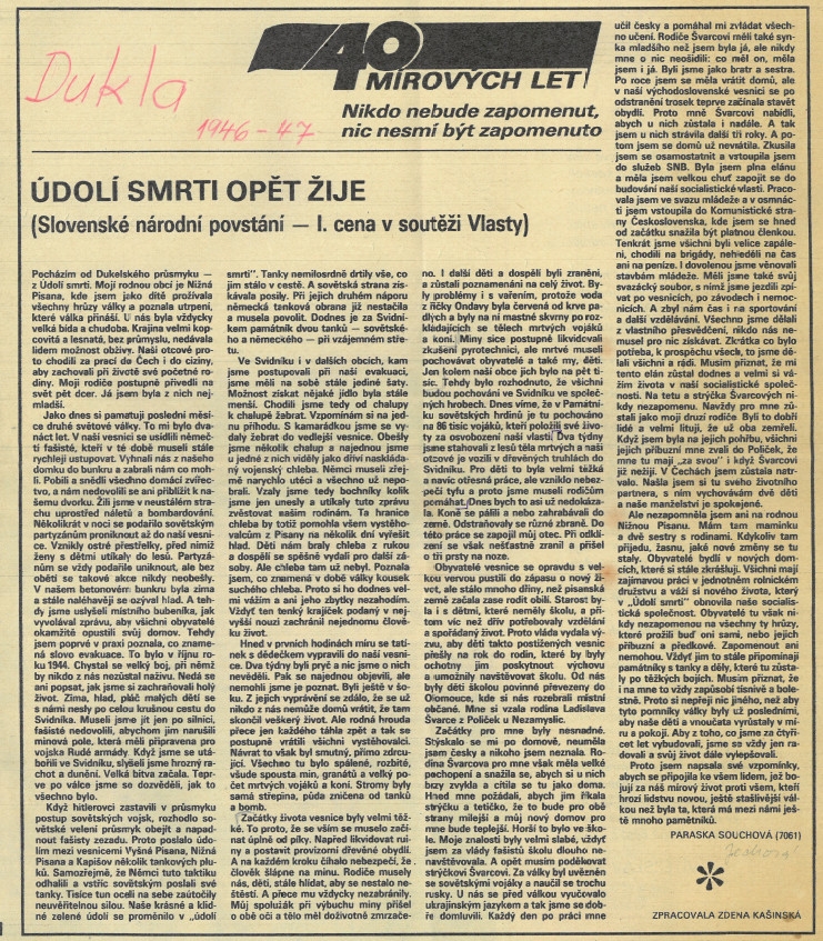 Článek Parasky Souchové v časopise Vlasta z roku 1985. Foto: archív Stanislavy Kubisové