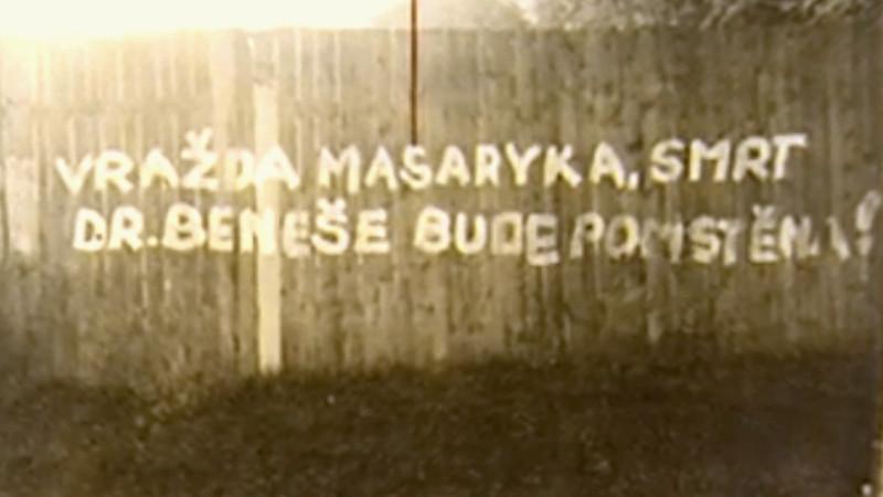 Protikomunistický nápis Františka Wiendla v Klatovech.