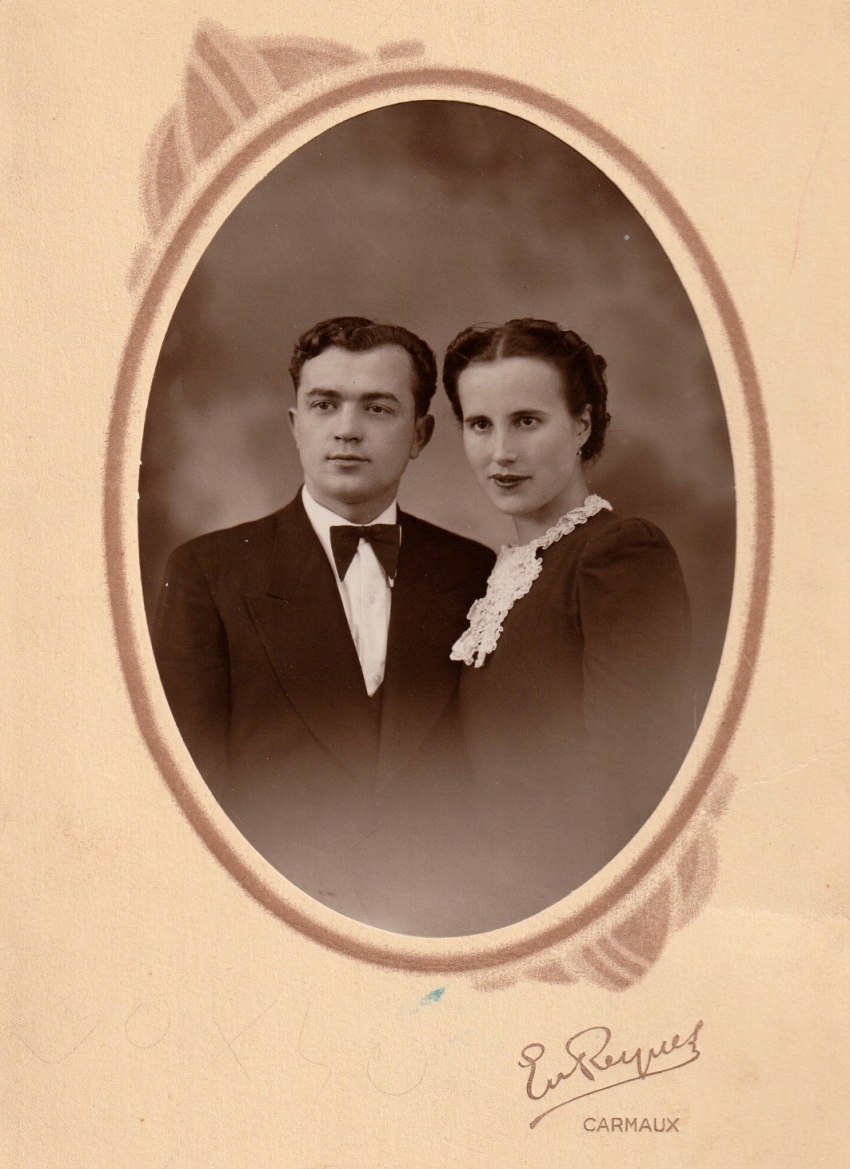 Svatební foto Bohumíra a Lucie z Carmaux z ledna 1940. Zdroj: Marcela Jurasová
