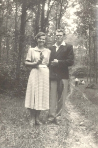 1955, the witness with his future wife