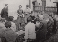 With the choir from Velká Bystřice led by Father Josef Olejníkem in Karlovec, circa 1986