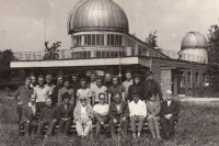 Tomáš Pertile (third row in the middle in the dark open-necked shirt) with his post-lyceum class from the astronomy study program in Valašské Meziříčí, 1966	