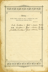 Stránka z rodinné Bible Kralické. 