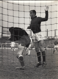 Josef Vojta playing in a Sparta Praha shirt; the 60s 