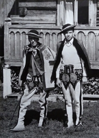 Jiří Langer / journey 1957 / inhabitants of the village of Dzianisz in Gorolian folk costumes / Poland 
