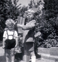 Jaroslav Zajíc with his four year old brother Jan  