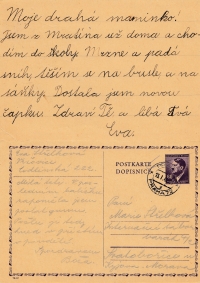 Examples of her correspondence with her mother, who was interned in the Svatobořice prison camp in Moravia