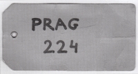 The “cattle” sign they hung on to her mother’s neck upon arriving at the gathering point at the Trade Fair Palace in Prague, awaiting transport to prison camp
