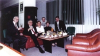 Jiří and his coworkers whom he inherited from the former management of the College of Mechanical and Electric Engineering. From left: Prokop Masopust, Jiří Holenda, Marie Hodysová, František Rázek, Věra Řihošková, and Václav Baxa