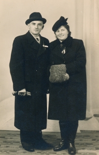Witness' father with his second wife Kristýna, witness' stepmother. 1944