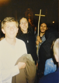 Na pouti do baziliky Sedmibolestné Panny Marie v Šaštíně, zleva Roman Kupka, Vít Pelikán a Oldřich Kučera