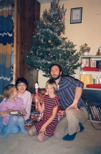 With family at Christmas in Toronto in 1987