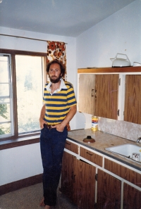 In his flat in Toronto in 1985