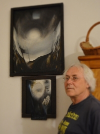 Vit Pelikan with his paintings