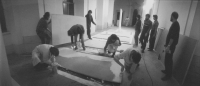 Preparation of an exhibition 9&9 in the cloister of Plasy in 1981