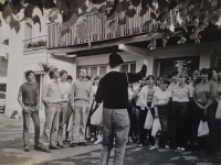 Meeting of South Bohemian Teachers Choir with a male choir Les Helios that they had a twinning with, Switzerland, 1985