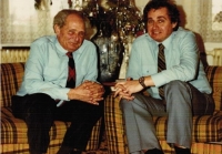Pavel Taussig with his father at home in Zábřeh, Christmas 1979