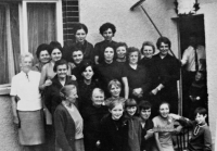 Marie Halfarova (back center) on the occasion of the oldest daughter's wedding, around 1970