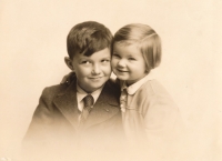 With brother, 1937
