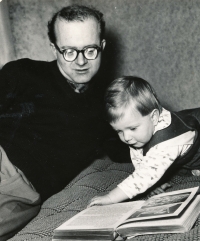 A photograph of Václav Štěpán from his youth as a new father