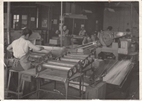 Miloslava Medová working at the glass factory in Svor, about 1975