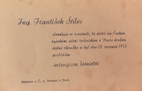 In July 1952, František Štilec passed the state exams and became an engineer of forestry