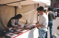 Very rare snapshot from a book signing during the celebrations of the end of WWII in Plzeň in 2001. Ivana went on tour with the book along with the Taxmen band and other book presentations and signings were organised. They began in Rakovník and after a stop in Plzeň, they ended in Přeštice. "Mom did all the driving and it was very tiresome for her but the experience was worth it! Moreover, nobody can take my memories away from me!"
