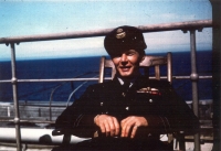 Jan on board of the RMS Queen Elizabeth