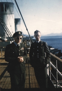 Jan on board of the RMS Queen Elizabeth 