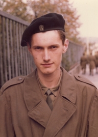 Petr Hrach as a soldier in 1975 in Benešov near Prague