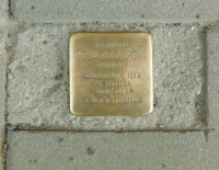 The Stone of the Disappeared at House No. 28. Mother Yella Kubálková lived here, who was transported in 1942 to the camp in Malý Trostinec, where she died.

