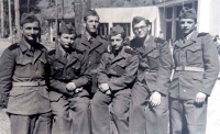Štefan Zamiška (second from the left), taken during the service in the military camps of forced labor PTP (Technical Auxiliary Battalion) (1951)
