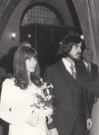 The wedding with Monika Švábová at the New Town Hall on November 29, 1974