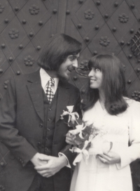 The wedding with Monika Švábová at the New Town Hall on November 29, 1974